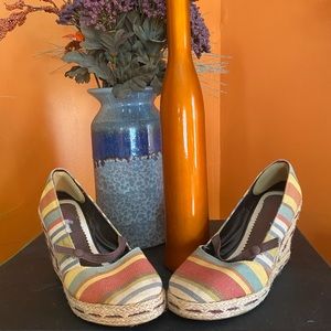 Dexter, Jute, Wedge, Espadrilles, Mary Jane, Closed Toe Striped,Colorful, Size 5